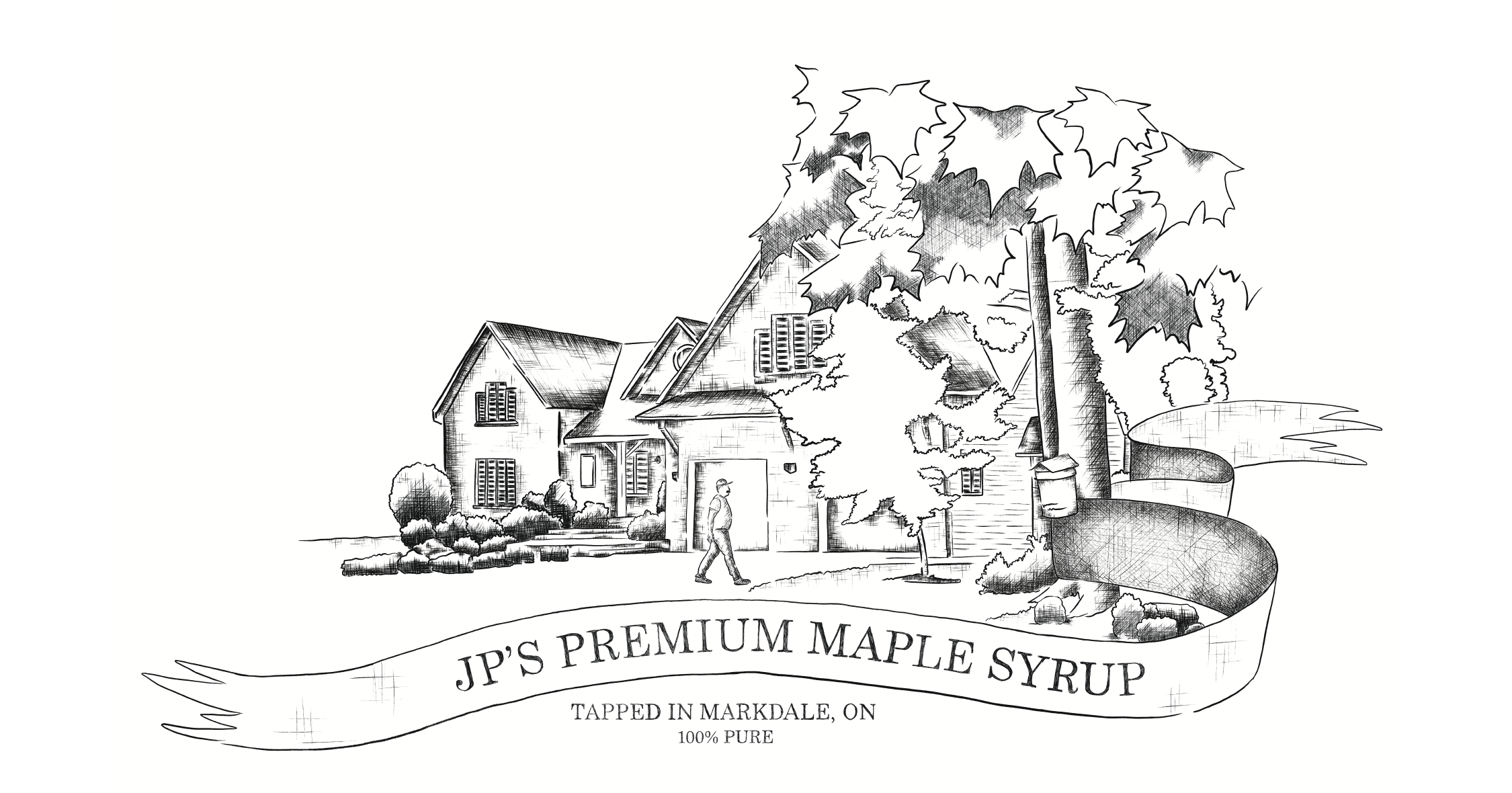 JP's Premium Maple Syrup label illustration